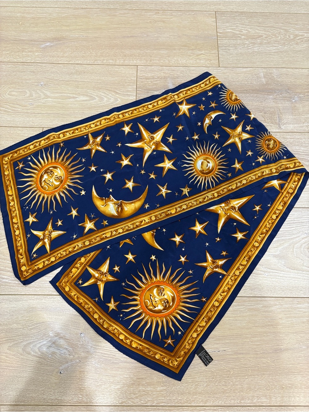 Casca Scarf Silk Celestial Scarf Zodiac Horoscope Sun Moon Stars